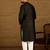Men black viscose rayon solid embroidered straight kurta with trouser