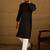 Men black viscose rayon solid embroidered straight kurta with trouser