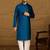 Men blue viscose rayon solid embroidered straight kurta with trouser