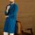Men blue viscose rayon solid embroidered straight kurta with trouser