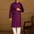 Men purple viscose rayon solid embroidered straight kurta with trouser