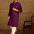 Men purple viscose rayon solid embroidered straight kurta with trouser