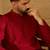 Men maroon viscose rayon solid embroidered straight kurta with trouser