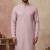 Men purple viscose rayon solid embroidered straight kurta with trouser