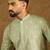 Men green viscose rayon bandhani embroidered straight kurta with trouser