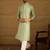 Men green viscose rayon bandhani embroidered straight kurta with trouser