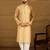 Men yellow viscose rayon bandhani embroidered straight kurta with trouser
