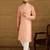 Men peach viscose rayon bandhani embroidered straight kurta with trouser