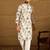 Men off white viscose rayon geometric printed straight kurta with trouser