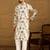 Men off white viscose rayon geometric printed straight kurta with trouser