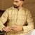 Men yellow viscose rayon geometric printed straight kurta with trouser