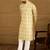 Men yellow viscose rayon geometric printed straight kurta with trouser