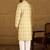 Men yellow viscose rayon geometric printed straight kurta with trouser