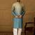 Men blue cotton bandhani embroidered straight kurta with trouser
