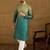 Men green cotton bandhani embroidered straight kurta with trouser