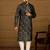 Men black viscose rayon geometric printed straight kurta with trouser