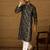 Men black viscose rayon geometric printed straight kurta with trouser