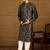 Men black viscose rayon geometric printed straight kurta with trouser