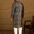 Men black viscose rayon striped printed straight kurta with trouser