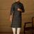 Men black viscose rayon geometric printed straight kurta with trouser