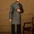 Men navy blue viscose rayon geometric printed straight kurta with trouser