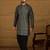 Men navy blue viscose rayon geometric printed straight kurta with trouser