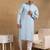 Men blue viscose rayon solid embroidered straight kurta