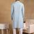 Men blue viscose rayon solid embroidered straight kurta