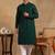 Men green viscose rayon solid embroidered straight kurta