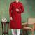 Men maroon viscose rayon solid embroidered straight kurta