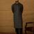 Men black cotton solid embroidered straight kurta with trouser