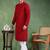 Men maroon viscose rayon solid embroidered straight kurta