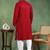 Men maroon viscose rayon solid embroidered straight kurta