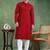 Men maroon viscose rayon solid embroidered straight kurta