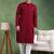 Men wine viscose rayon solid embroidered straight kurta
