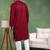 Men wine viscose rayon solid embroidered straight kurta