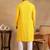 Men yellow viscose rayon solid embroidered straight kurta