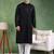 Men black viscose rayon solid embroidered straight kurta