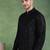 Men black viscose rayon solid embroidered straight kurta