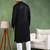 Men black viscose rayon solid embroidered straight kurta