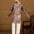 Men grey silk blend floral printed straight kurta with trouser