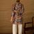 Men grey silk blend floral printed straight kurta with trouser