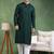 Men green viscose rayon solid embroidered straight kurta