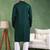 Men green viscose rayon solid embroidered straight kurta