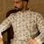 Men off white viscose rayon floral printed straight kurta with trouser