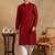 Men maroon viscose rayon solid embroidered straight kurta