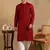 Men maroon viscose rayon solid embroidered straight kurta