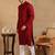 Men maroon viscose rayon solid embroidered straight kurta