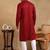 Men maroon viscose rayon solid embroidered straight kurta