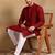 Men maroon viscose rayon solid embroidered straight kurta